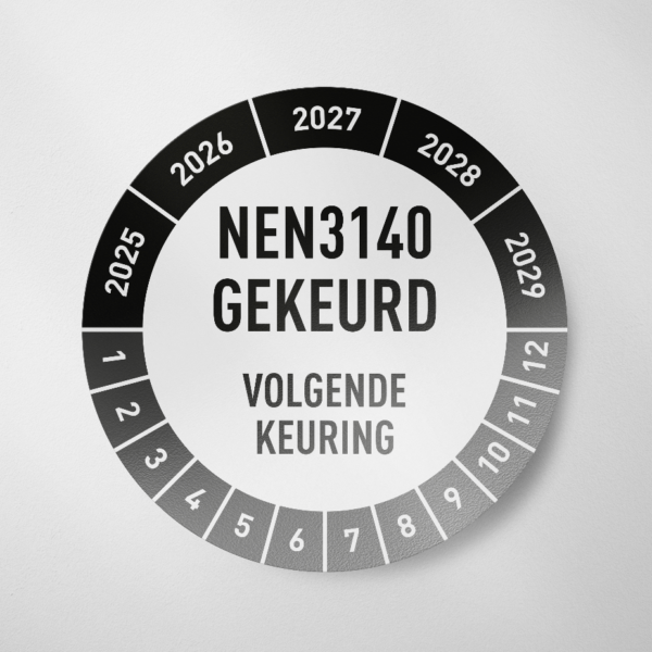 NEN3140- Keuringssticker- 2025- Zwart