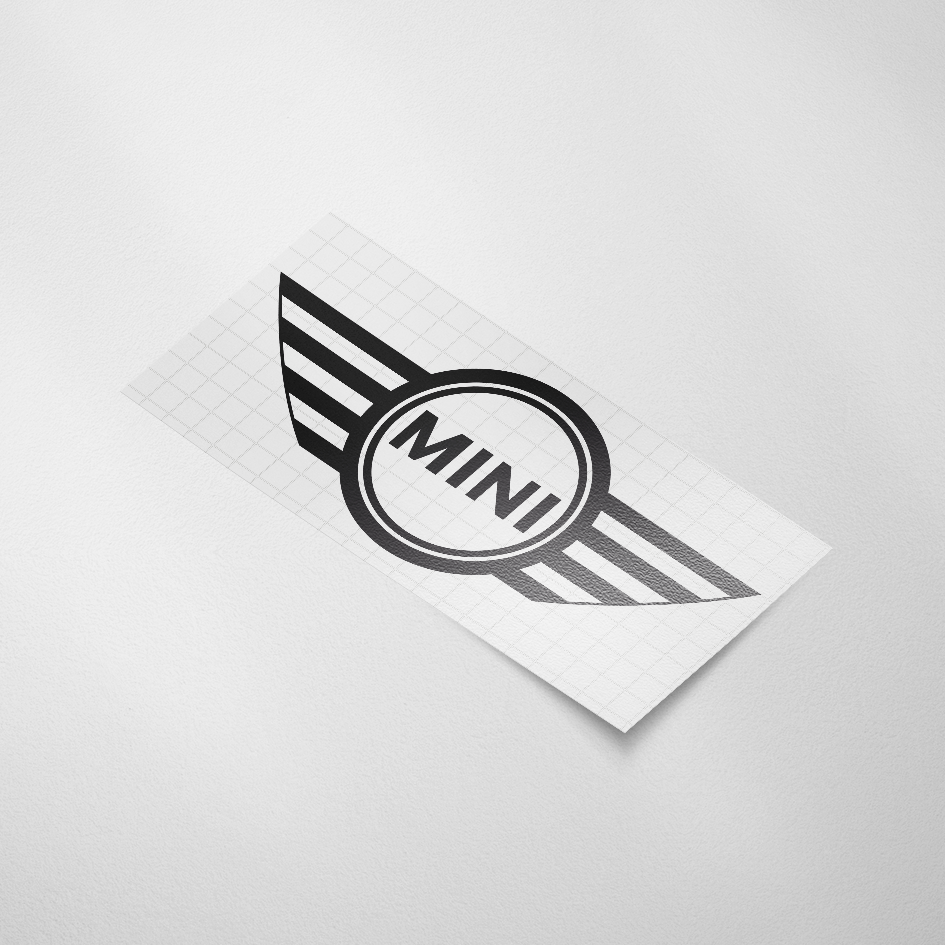 Bedankt halfgeleider Bediende Auto sticker, MINI Logo - Snijfolie - Ontwerpstickers